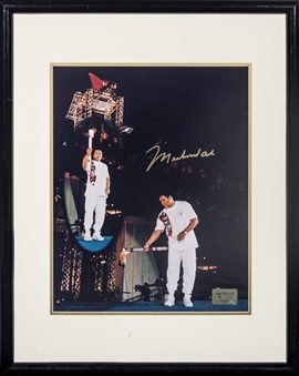 Muhammad Ali Signed Photo of 1996 Olympic Torch Lighting In 24x30 Framed Display (Beckett)